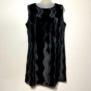 Free People Size Large Mod Gogo Mini Dress A-Line Scoop Neck Wavy Black Velvet